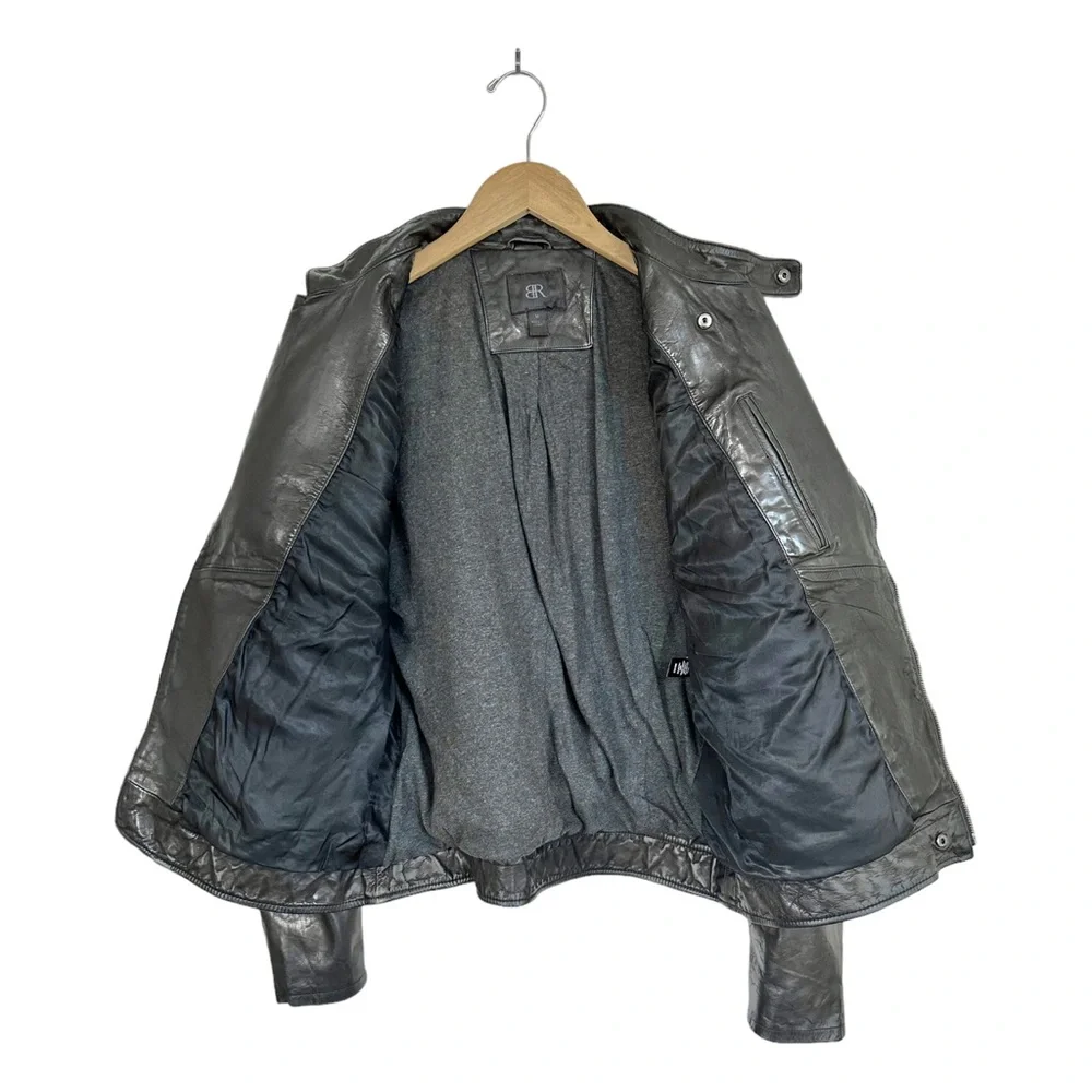 Banana Republic Women's Leather Jacket Asymmetrical Zipper Zip Cuffs Size Medium - Picture 2 of 15